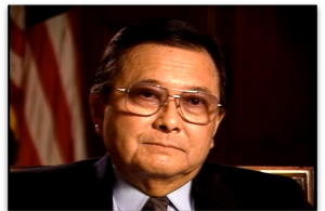 Daniel Inouye screenshot from his interview from the JACL Redress Collection.